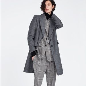 ZARA BLOGGERS FAV GREY LAPEL COLLAR WOOL COAT BRAND NEW WITH TAGS MEDIUM